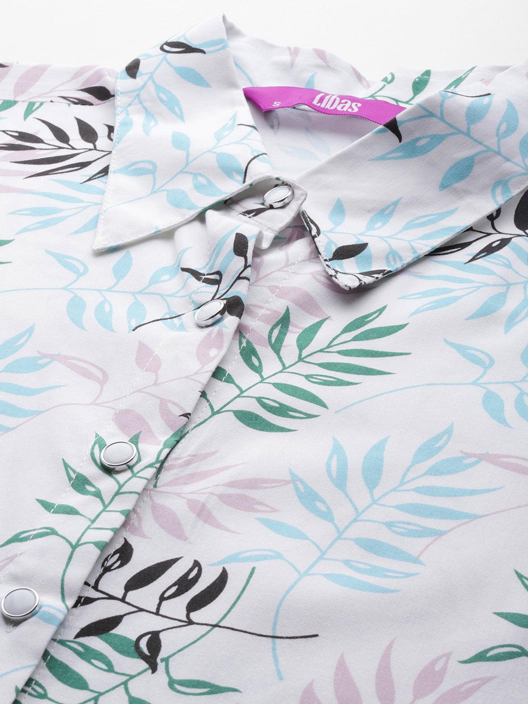 White Printed Rayon Co-Ords - ShopLibas 