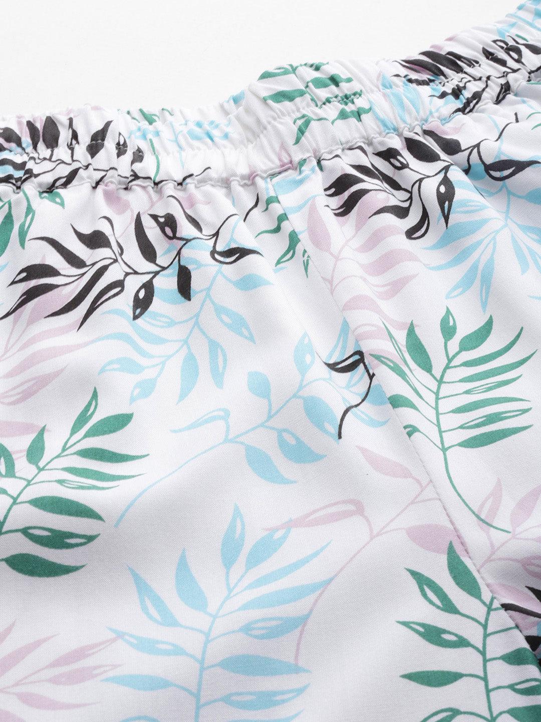 White Printed Rayon Co-Ords - ShopLibas 