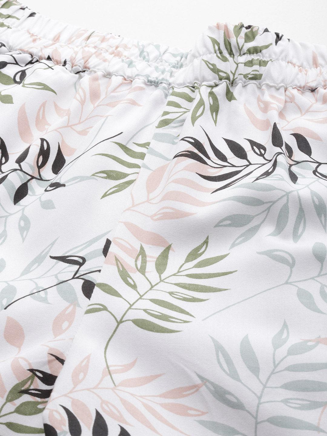 White Printed Rayon Co-Ords - ShopLibas 