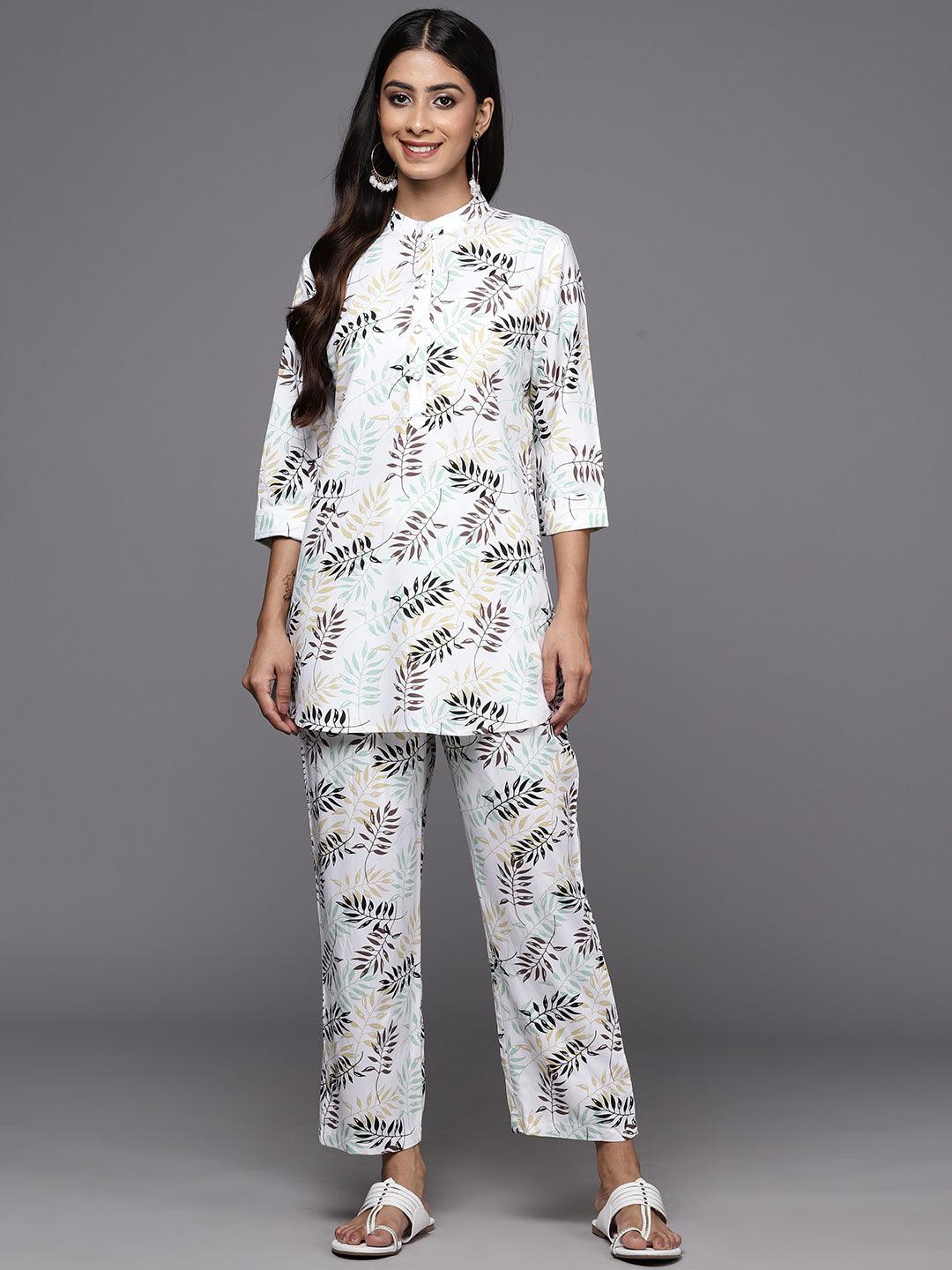 White Printed Rayon Co-Ords - ShopLibas 