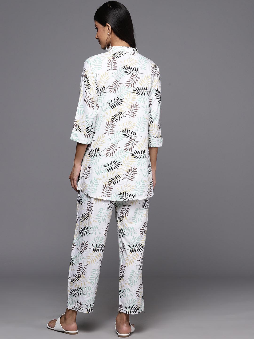 White Printed Rayon Co-Ords - ShopLibas 