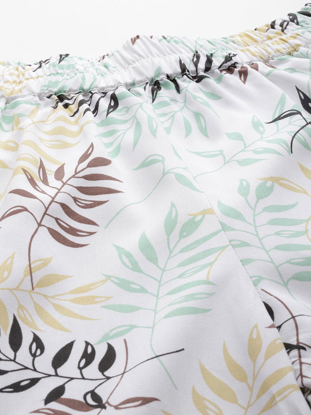 White Printed Rayon Co-Ords - ShopLibas 