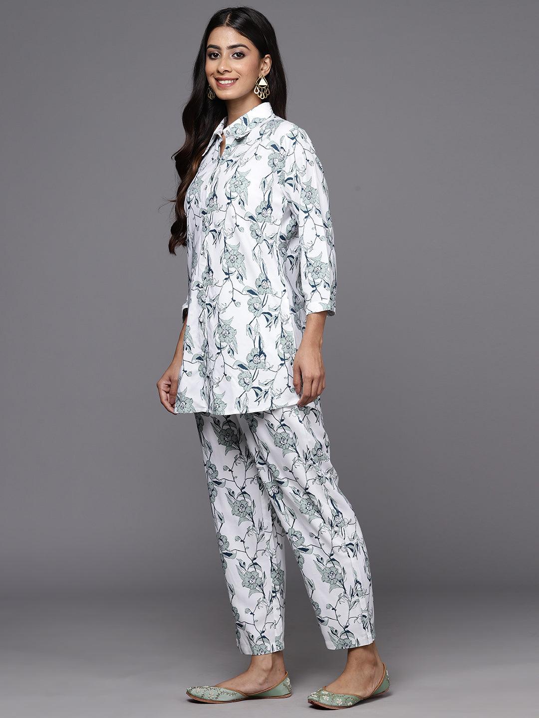 White Printed Rayon Co-Ords - ShopLibas 