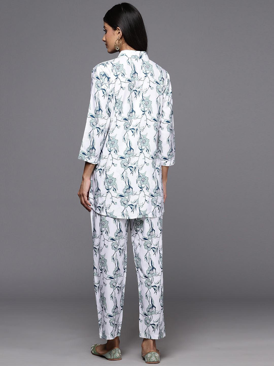 White Printed Rayon Co-Ords - ShopLibas 