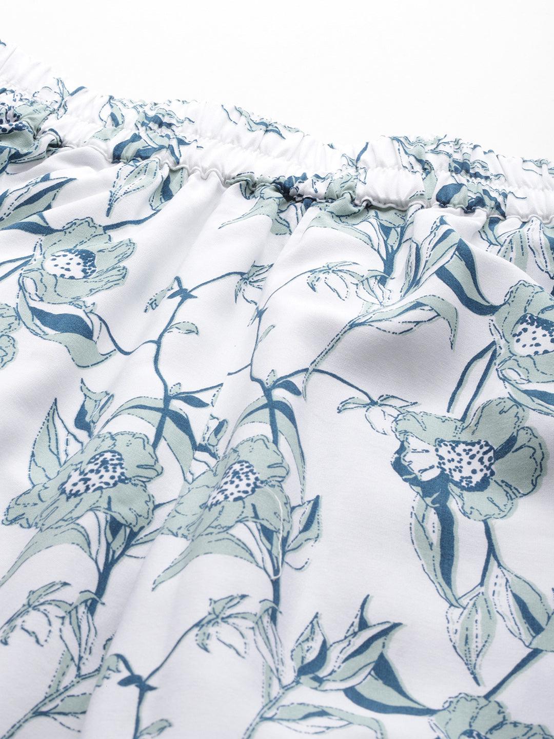 White Printed Rayon Co-Ords - ShopLibas 