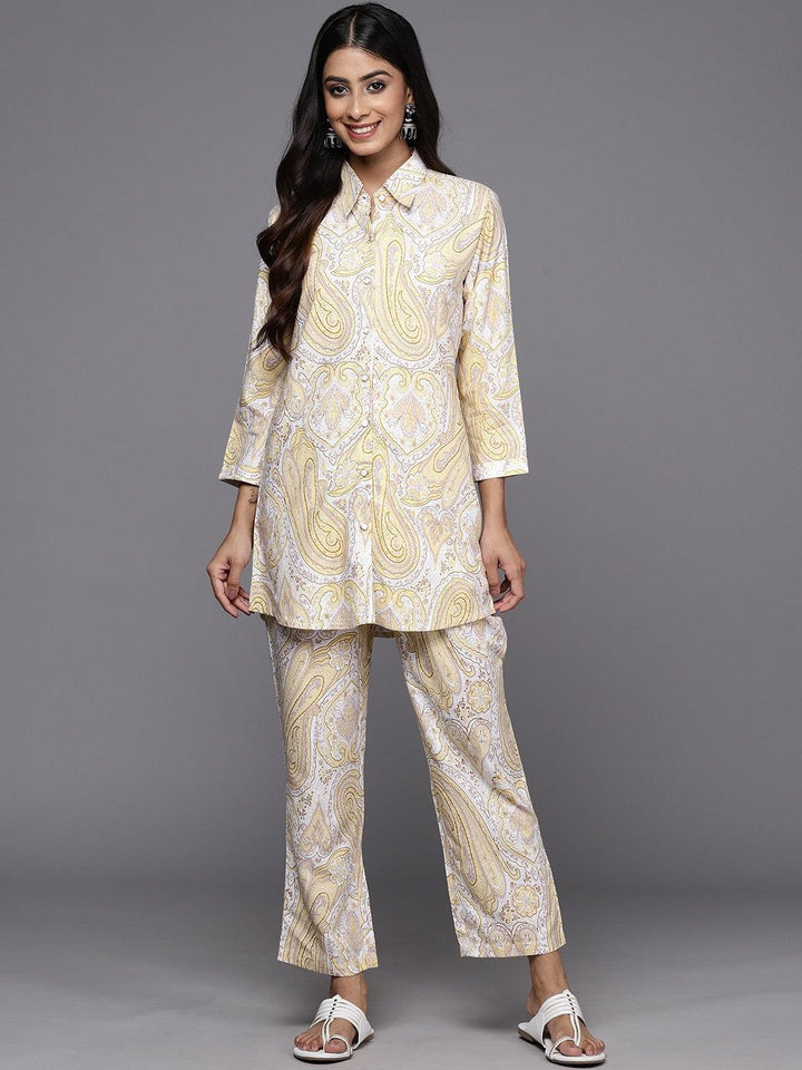 Yellow Printed Rayon Co-Ords
