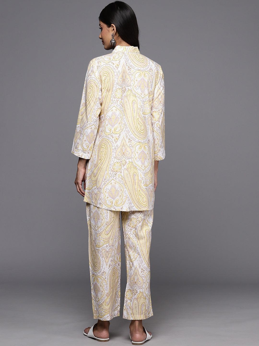 Yellow Printed Rayon Co-Ords - ShopLibas 