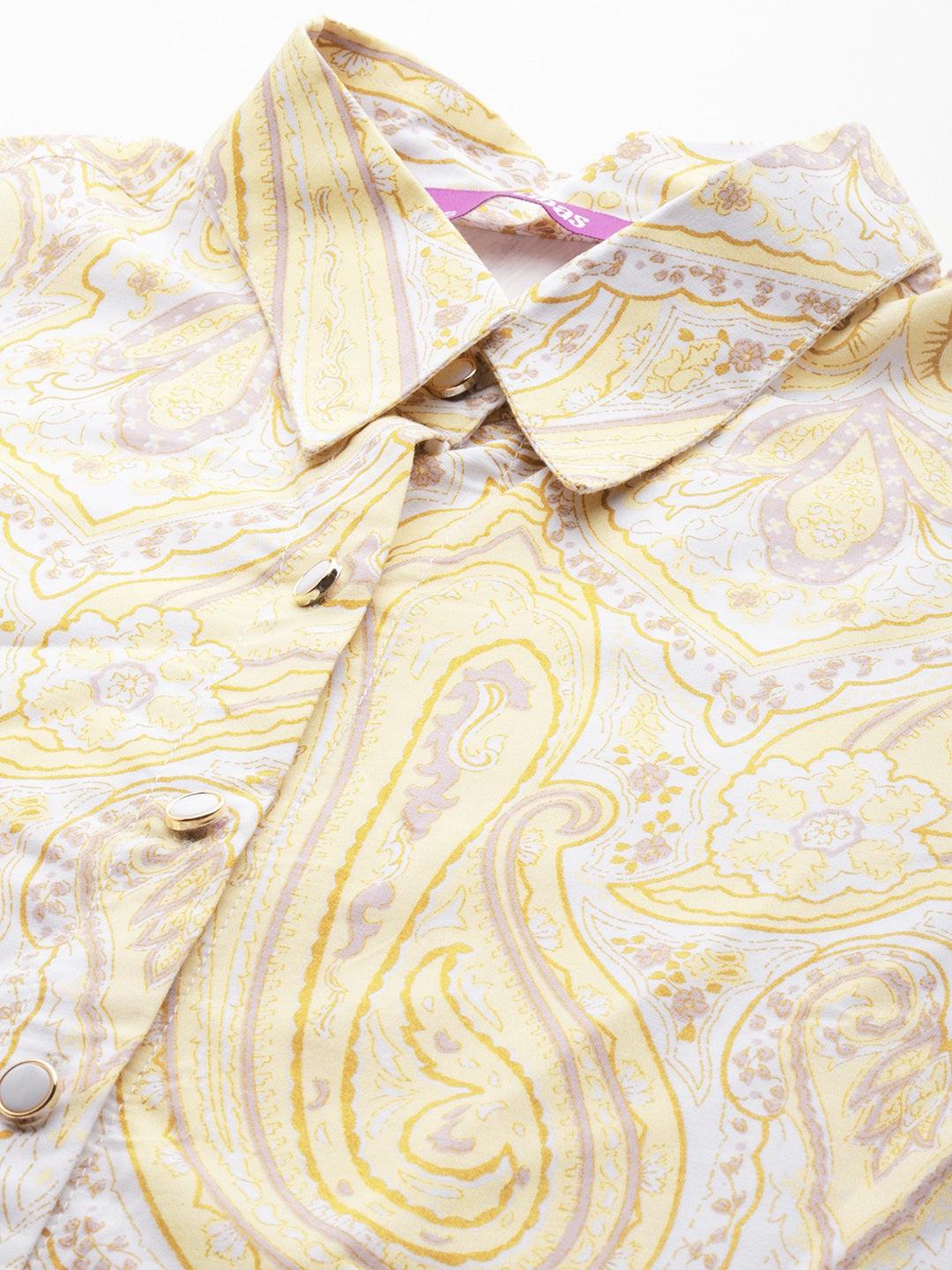 Yellow Printed Rayon Co-Ords - ShopLibas 
