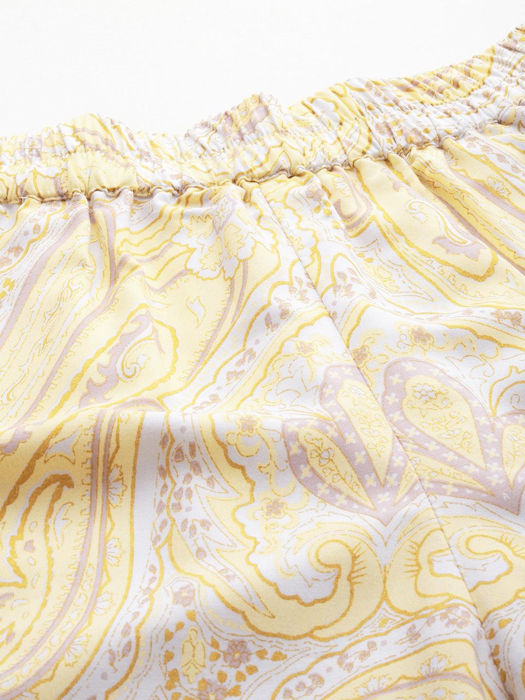 Yellow Printed Rayon Co-Ords - ShopLibas 