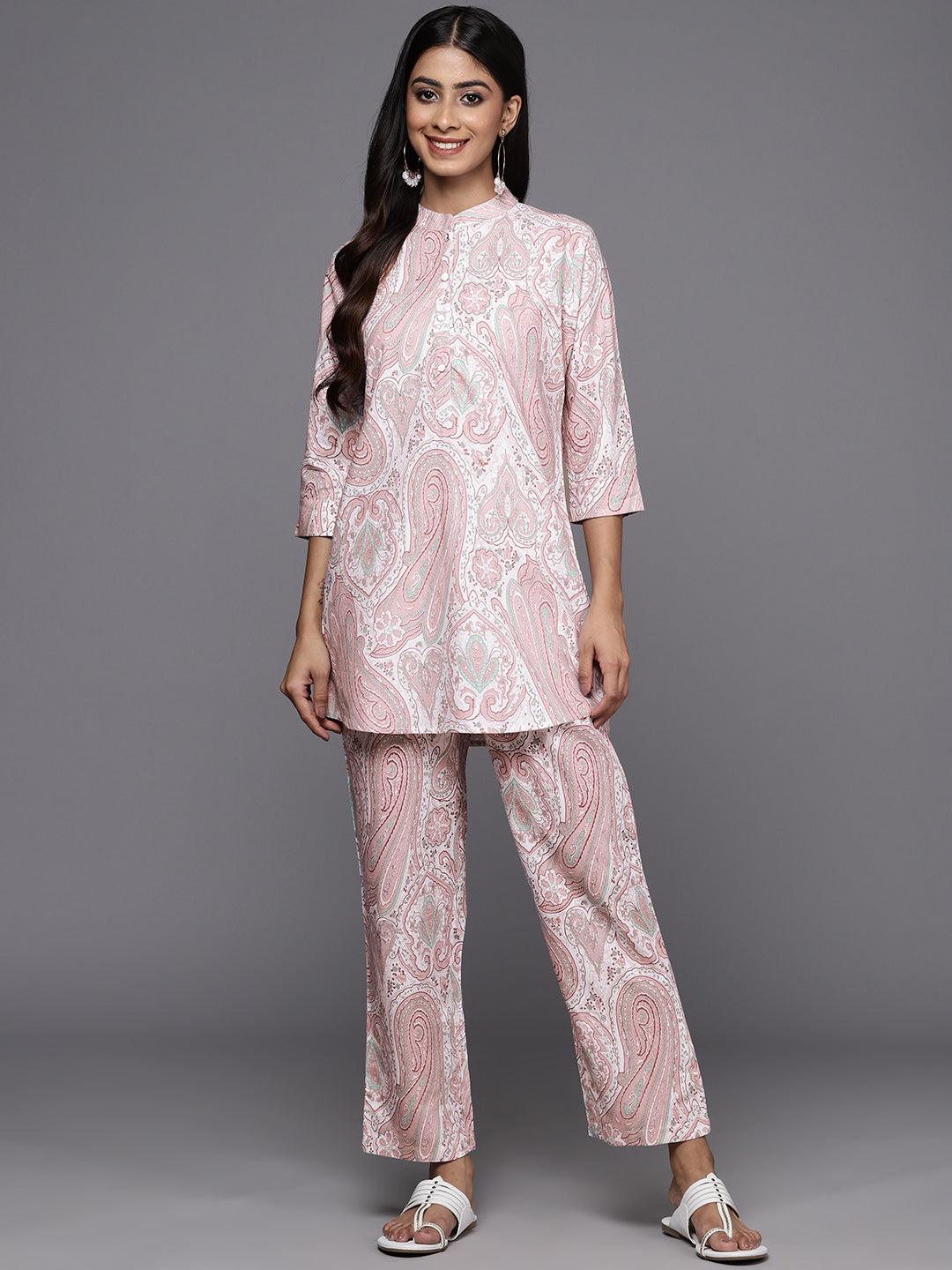Mauve Printed Rayon Co-Ords - ShopLibas 