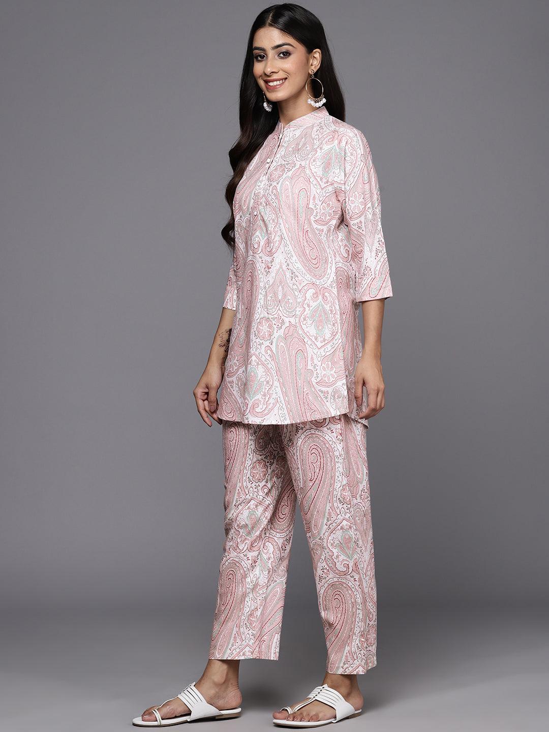 Mauve Printed Rayon Co-Ords - ShopLibas 