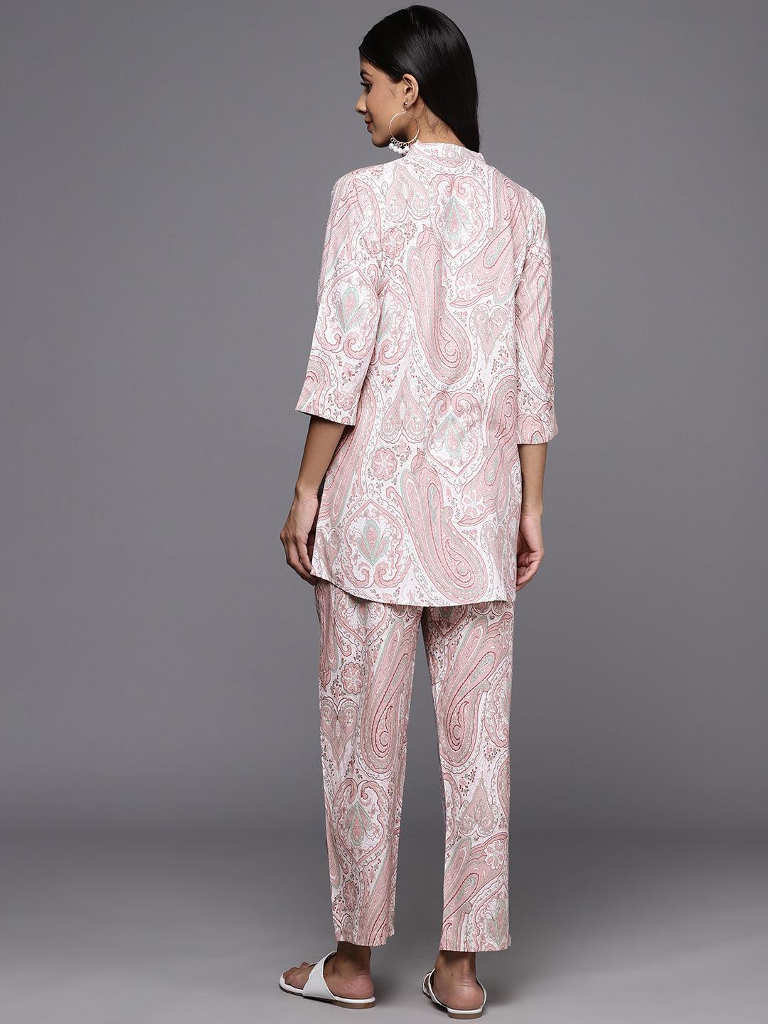 Mauve Printed Rayon Co-Ords - ShopLibas 