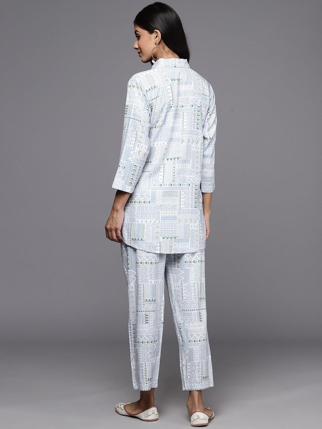 Grey Printed Rayon Co-Ords - ShopLibas 