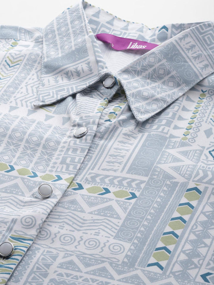 Grey Printed Rayon Co-Ords