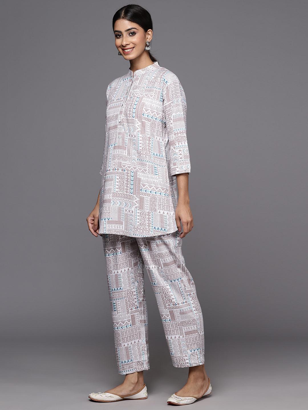 Mauve Printed Rayon Co-Ords - ShopLibas 