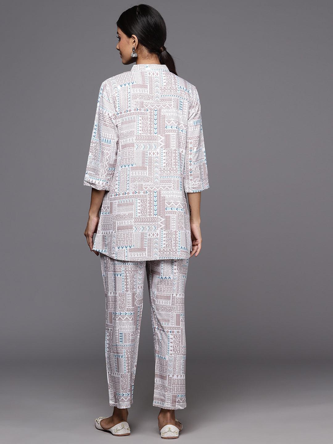Mauve Printed Rayon Co-Ords - ShopLibas 