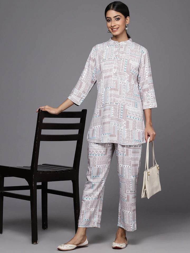 Mauve Printed Rayon Co-Ords