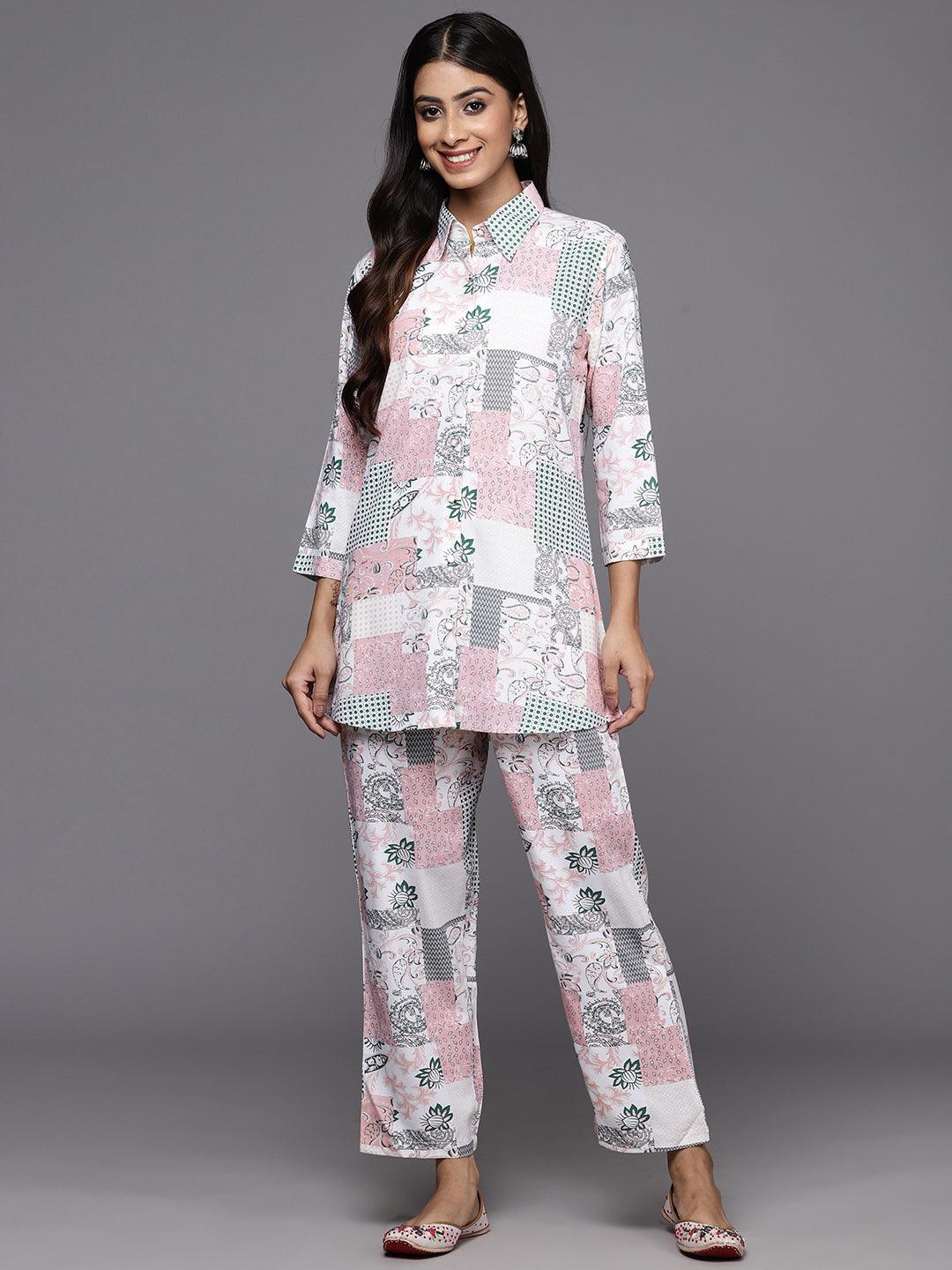 Peach Printed Rayon Co-Ords - ShopLibas 