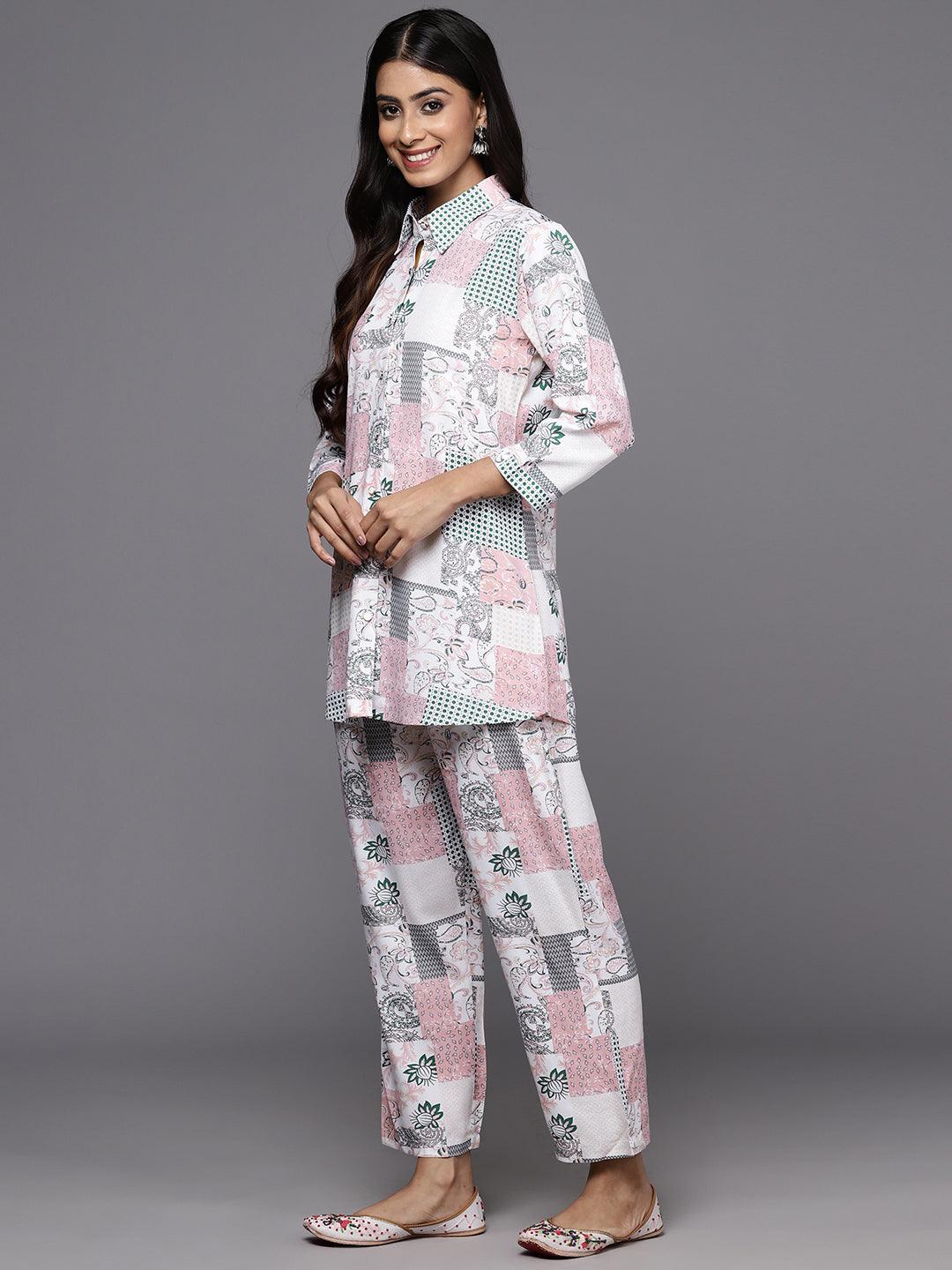 Peach Printed Rayon Co-Ords - ShopLibas 