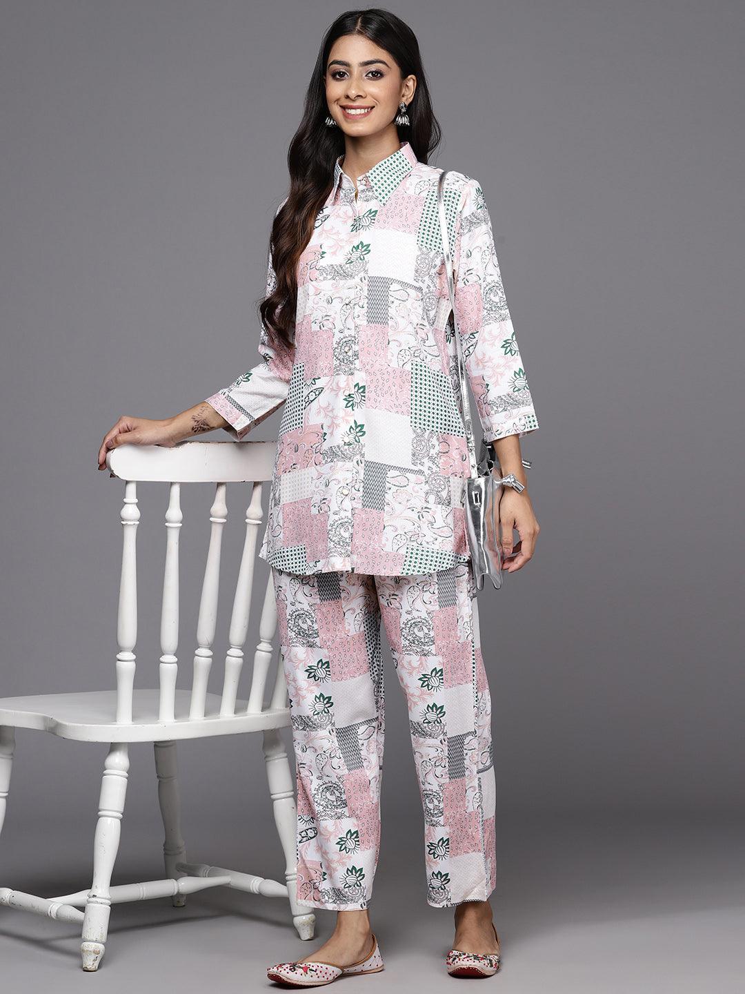 Peach Printed Rayon Co-Ords - ShopLibas 