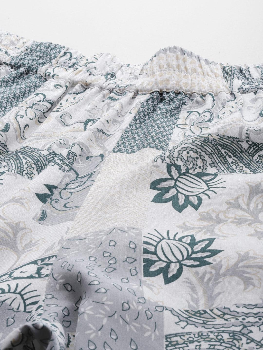 Grey Printed Rayon Co-Ords - ShopLibas 