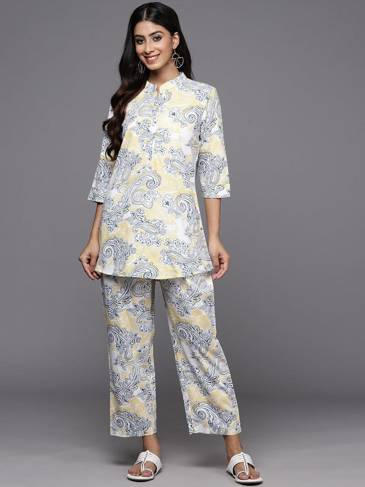 Yellow Printed Rayon Co-Ords