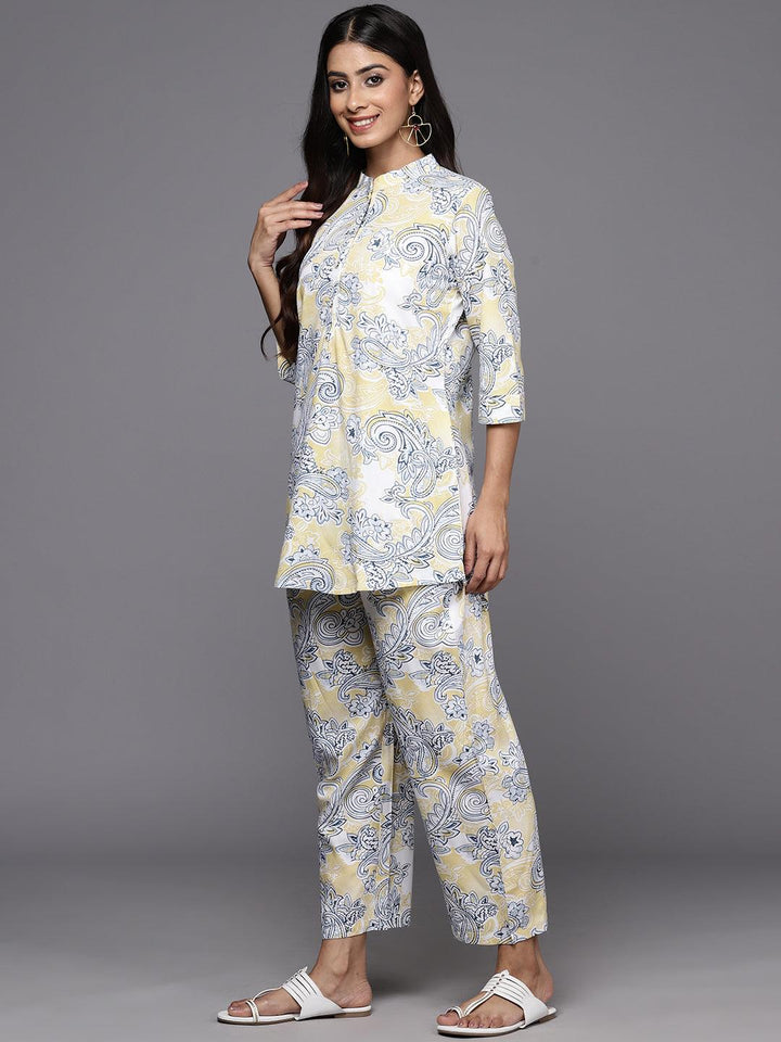 Yellow Printed Rayon Co-Ords