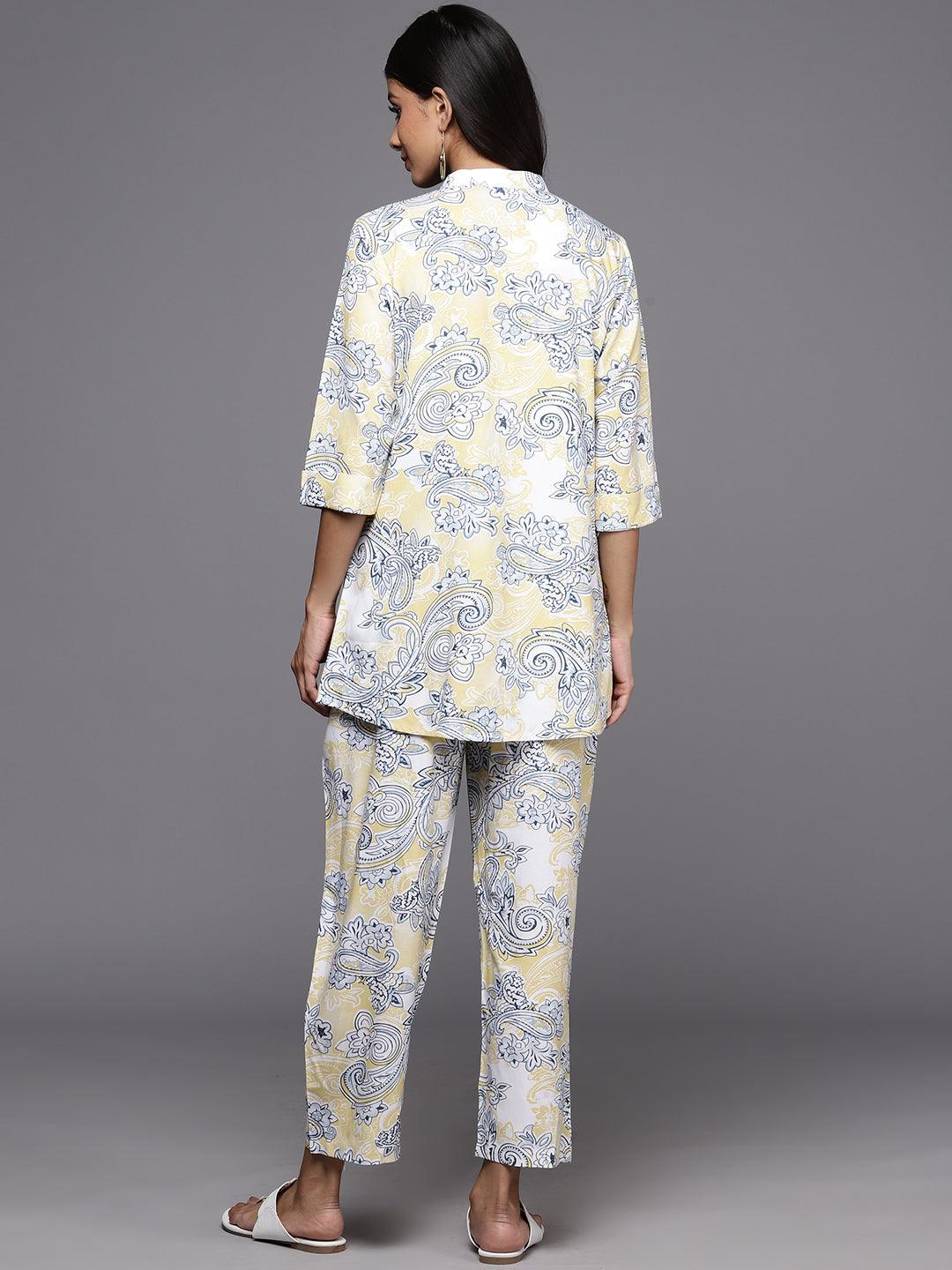 Yellow Printed Rayon Co-Ords - ShopLibas 