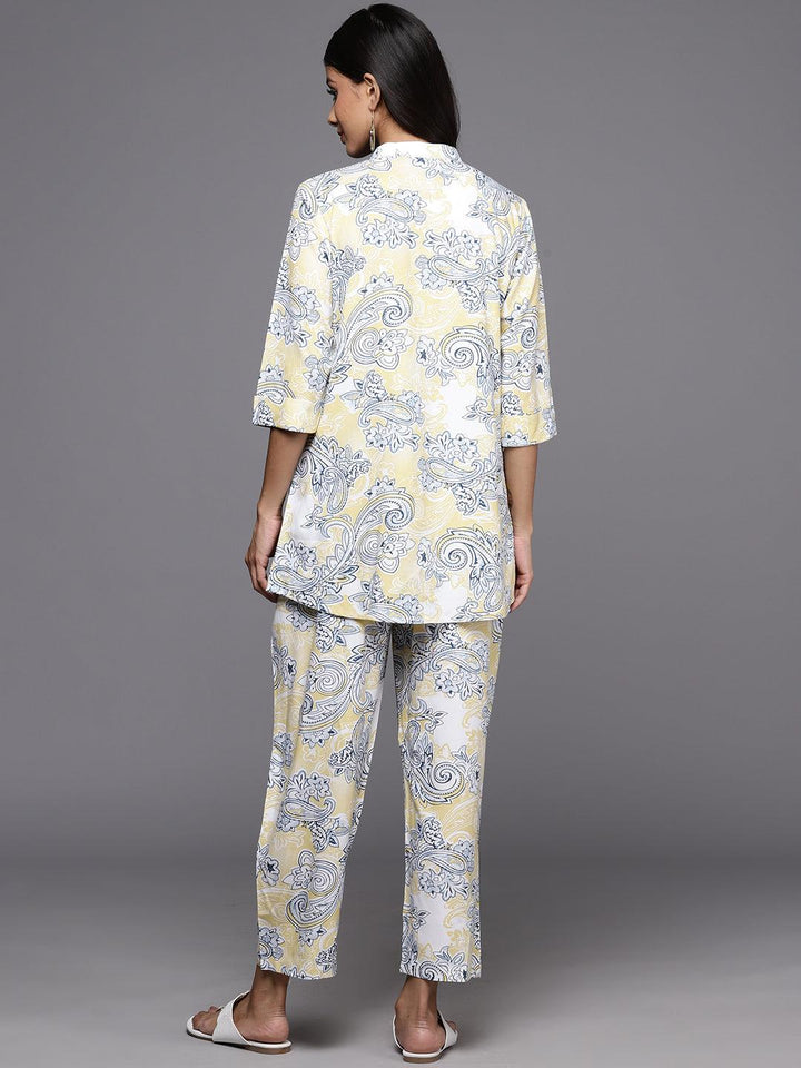 Yellow Printed Rayon Co-Ords