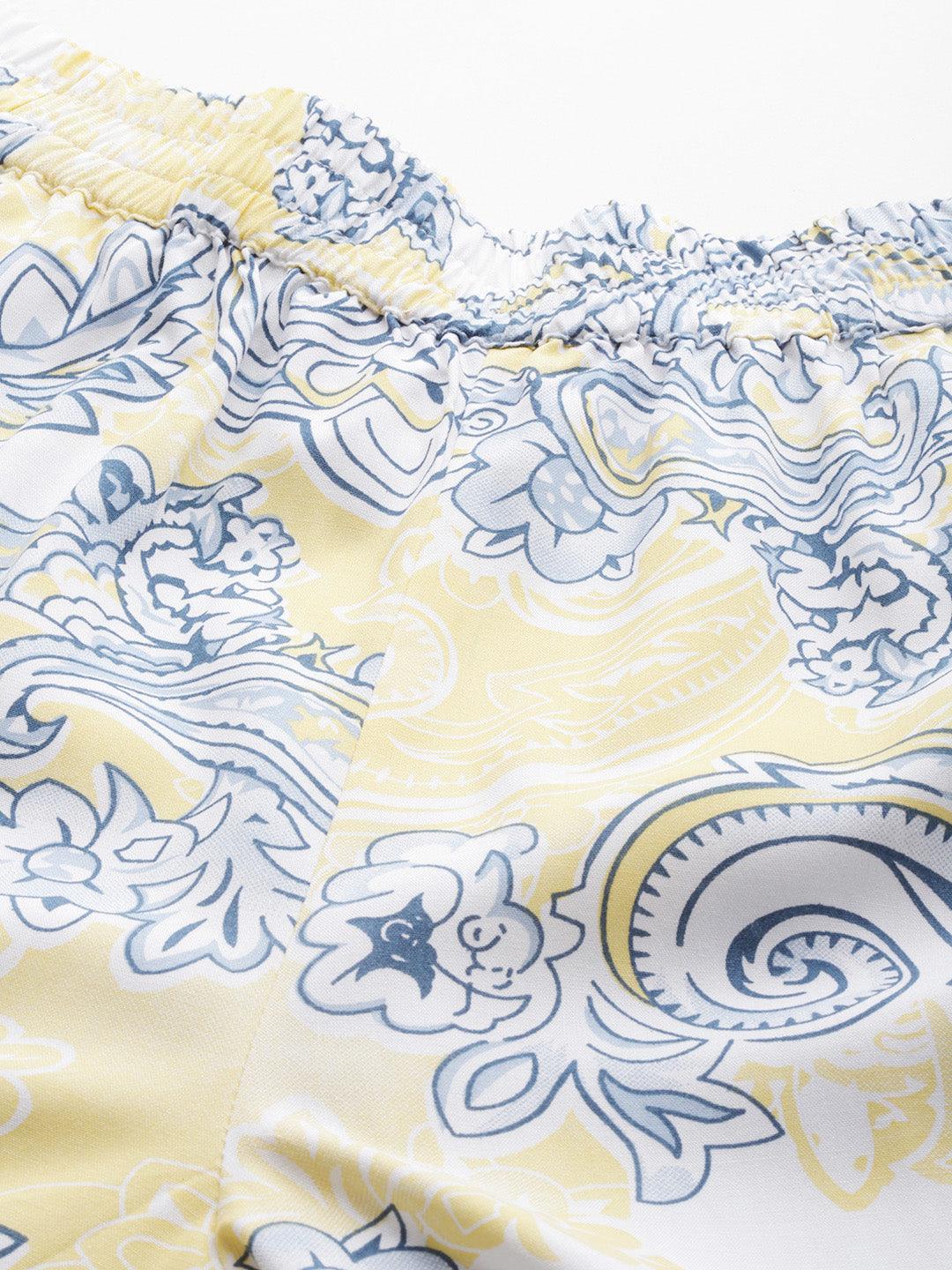 Yellow Printed Rayon Co-Ords - ShopLibas 