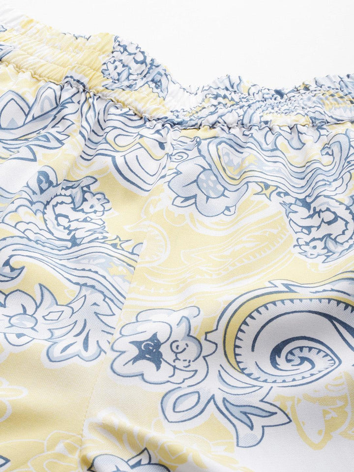 Yellow Printed Rayon Co-Ords