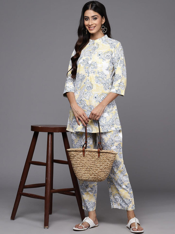 Yellow Printed Rayon Co-Ords