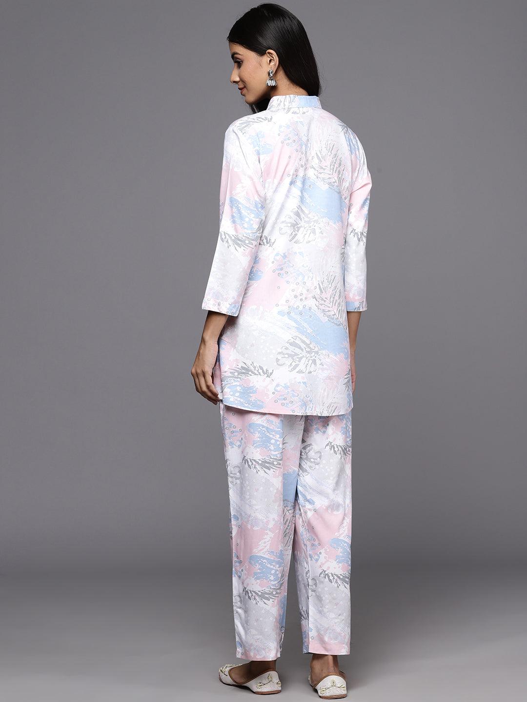 Off White Printed Rayon Co-Ords - ShopLibas 