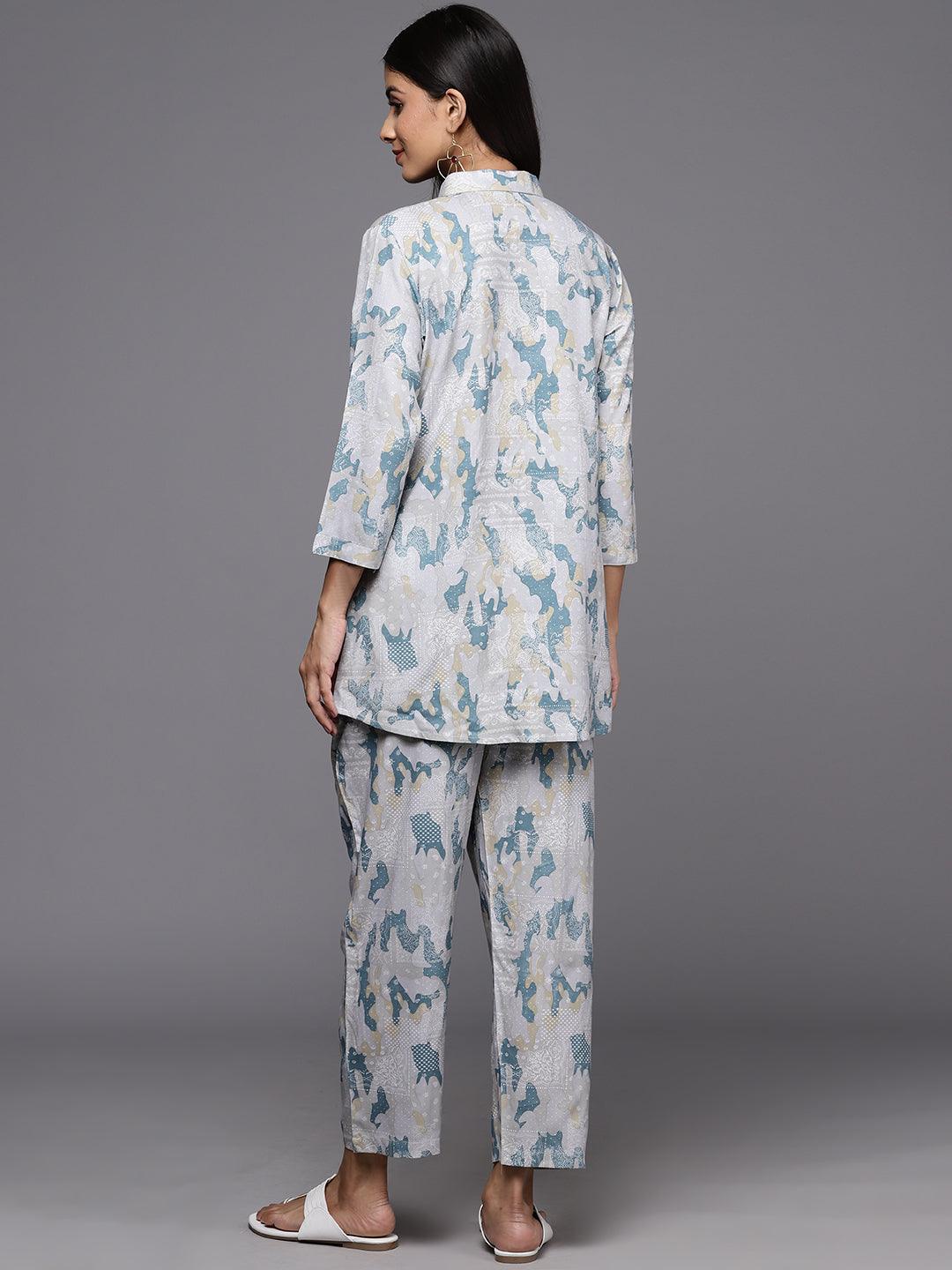 Grey Printed Rayon Co-Ords - ShopLibas 