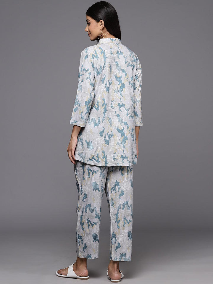 Grey Printed Rayon Co-Ords