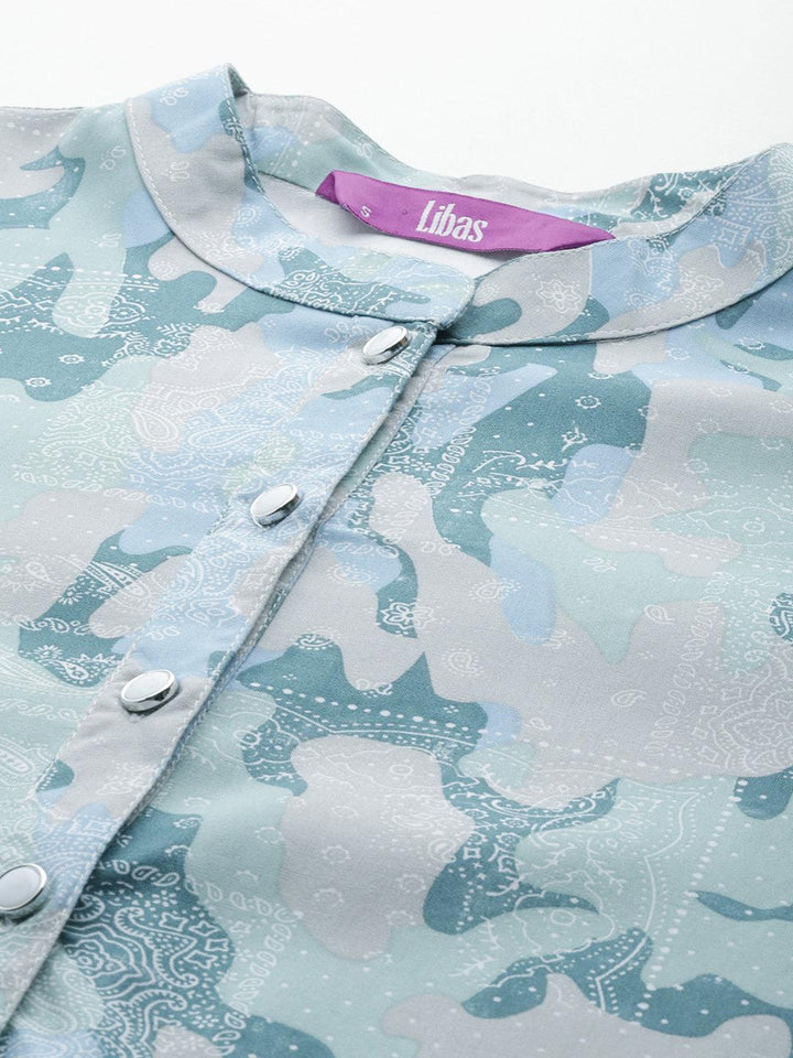 Grey Printed Rayon Co-Ords