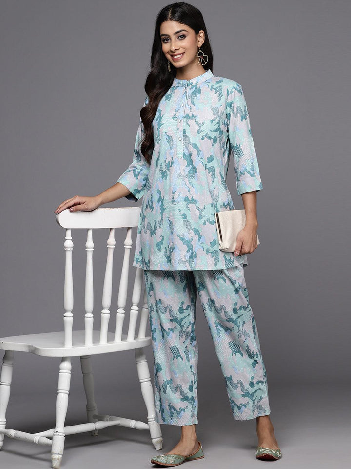 Grey Printed Rayon Co-Ords