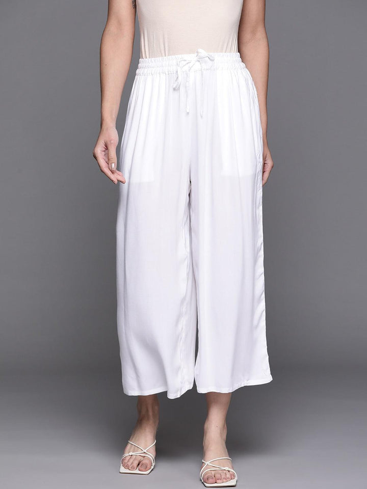 White Solid Rayon Palazzos
