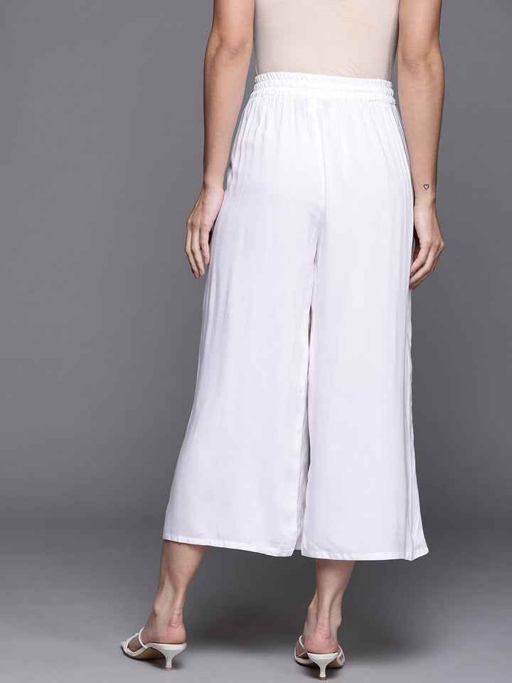 White Solid Rayon Palazzos