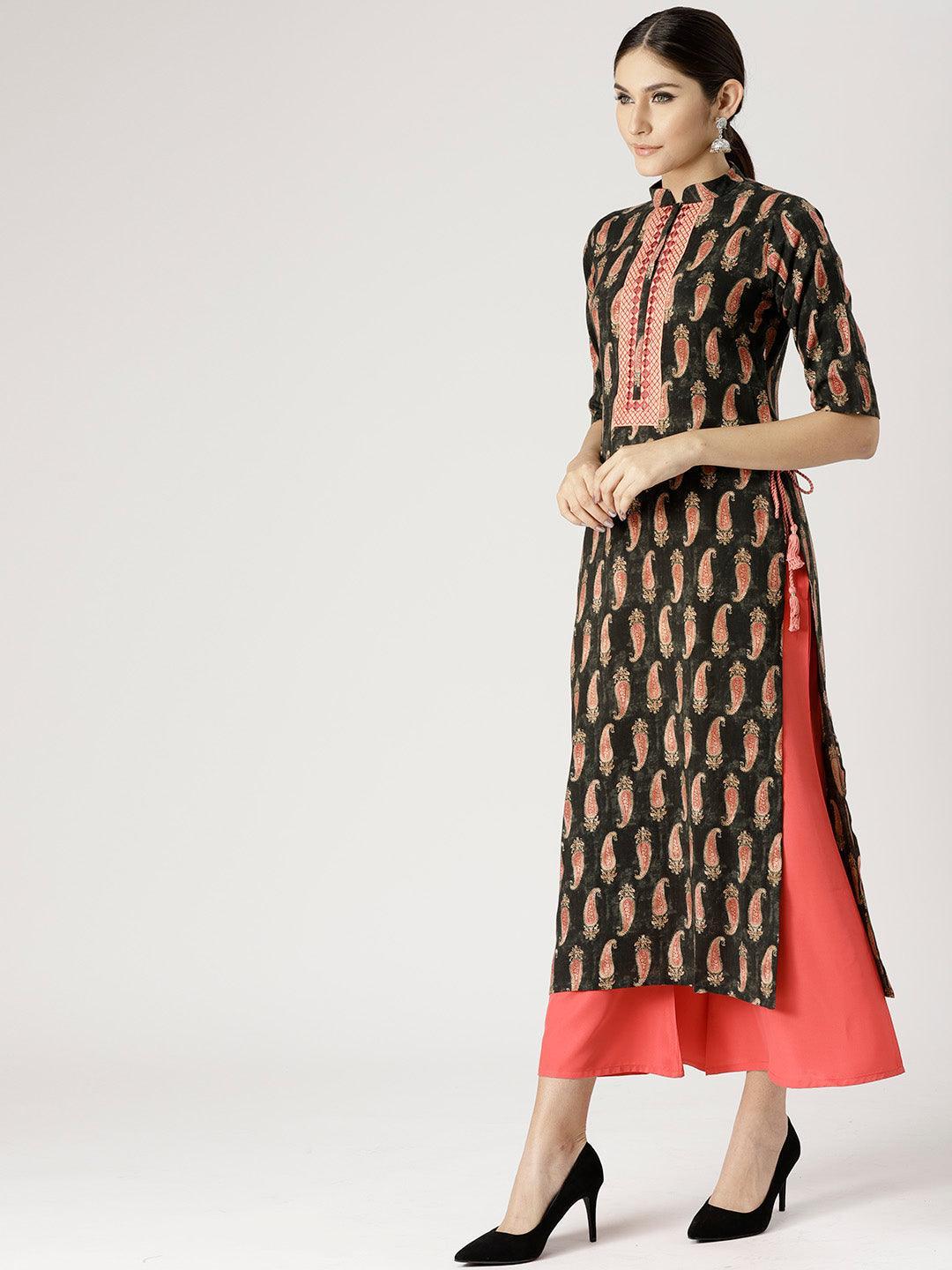 Multicoloured Printed Rayon Kurta Set - ShopLibas 