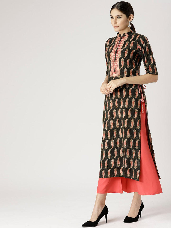 Multicoloured Printed Rayon Kurta Set