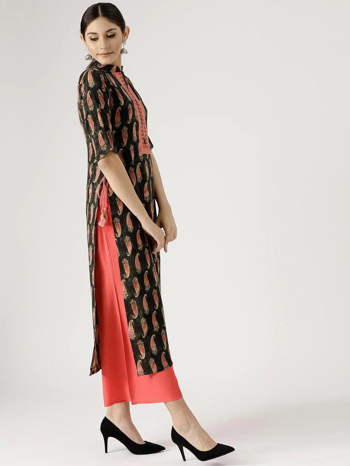 Multicoloured Printed Rayon Kurta Set