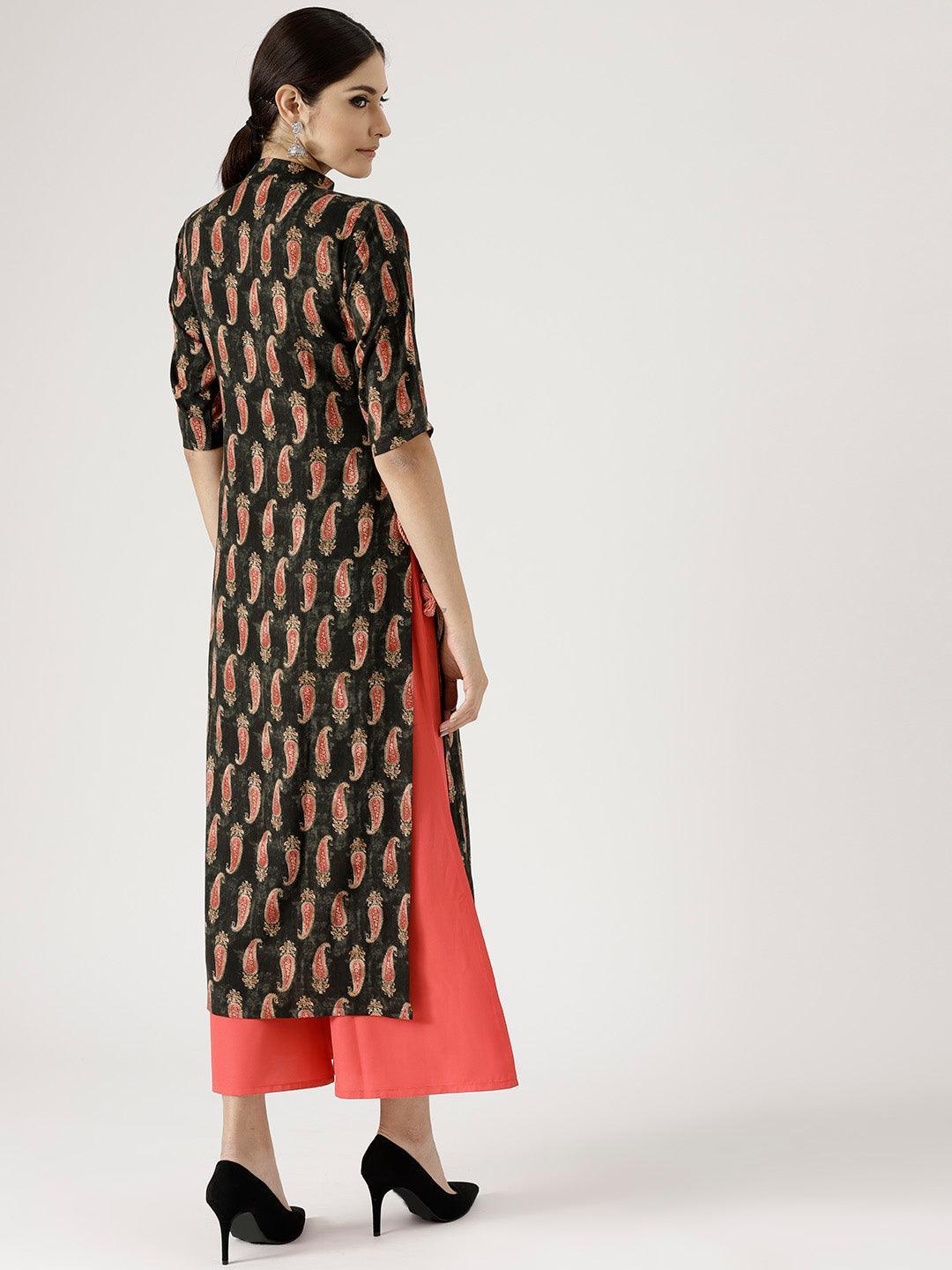 Multicoloured Printed Rayon Kurta Set - ShopLibas 