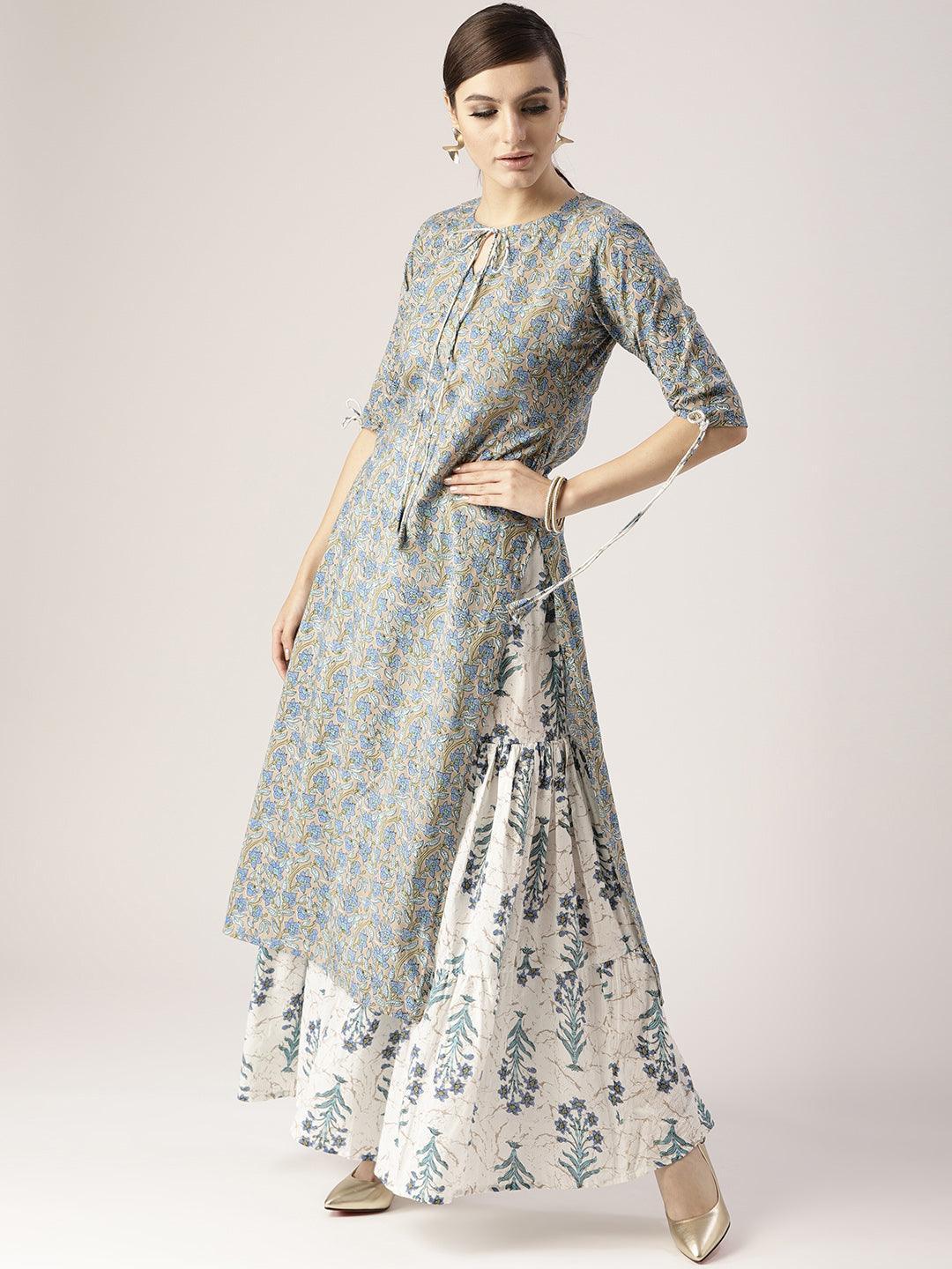 Multicoloured Printed Cotton Kurta Set - ShopLibas 