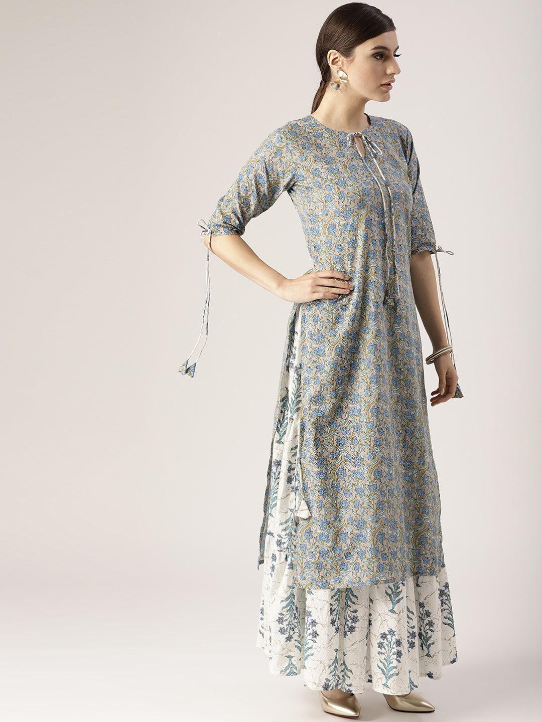 Multicoloured Printed Cotton Kurta Set - ShopLibas 