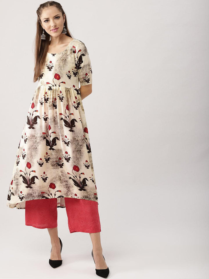 Multicoloured Printed Rayon Kurta Set