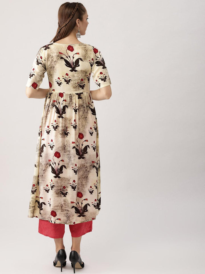 Multicoloured Printed Rayon Kurta Set