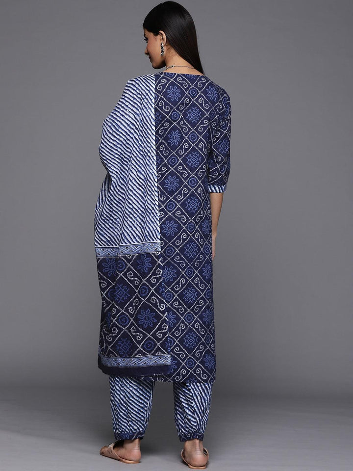 Blue Printed Cotton Suit Set - ShopLibas