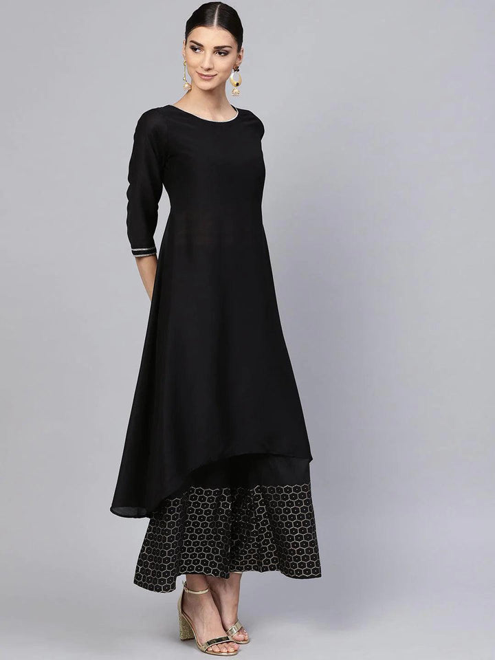 Black Solid Muslin Suit Set - ShopLibas