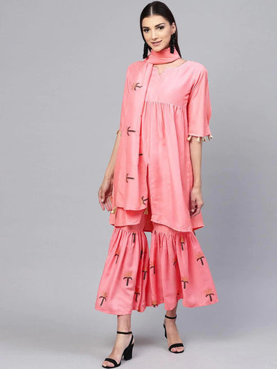 Pink Solid Muslin Suit Set - ShopLibas